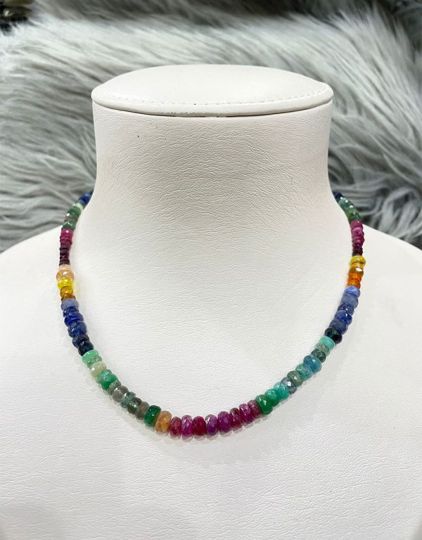 Ruby Emerald Sapphire Citrine Single String Necklace