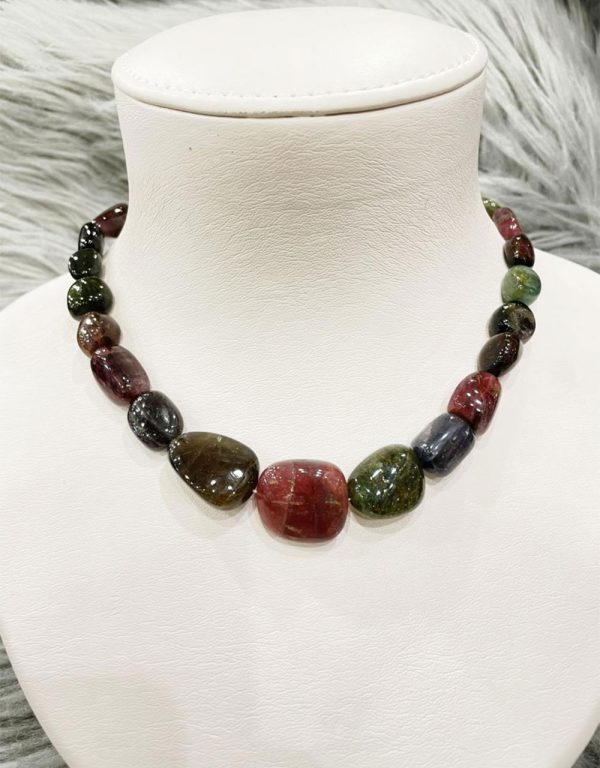 Tourmaline natural stone shape necklace