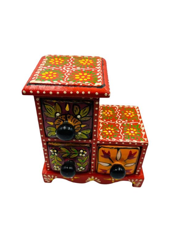 Spice Box Handmade Wooden and Ceramic 3 Drawer